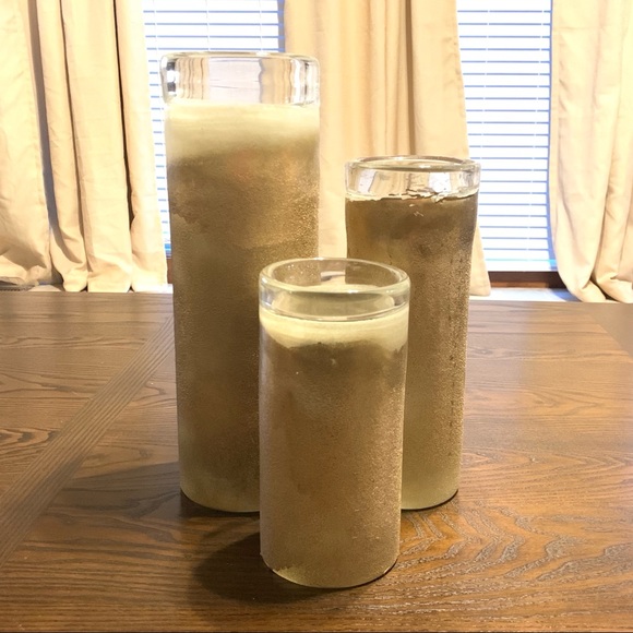 Medium-Heavy Glass Frosted Gold Vase - Picture 3 of 6